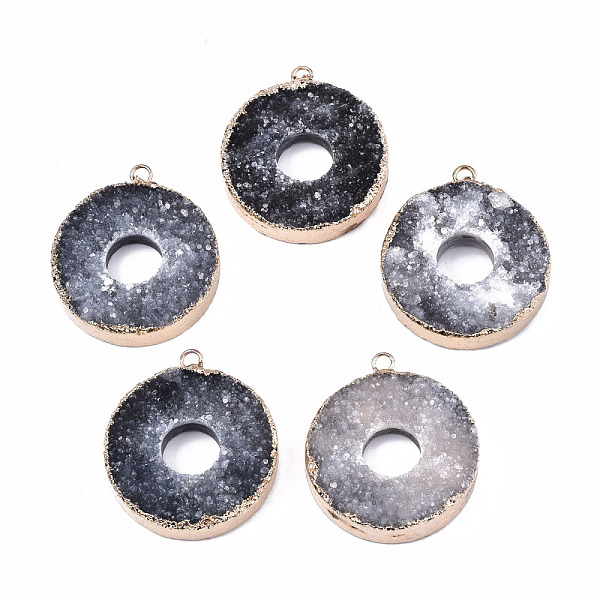 PandaHall Natural Druzy Agate Pendants, Dyed, with Golden Tone Brass Loops, Disc, Gray, 34.5x30.5x7~8.5mm, Hole: 2mm Natural Agate Donut...
PandaHall Natural Druzy Agate Pendants, Dyed, with Golden Tone Brass Loops, Disc, Gray, 34.5x30.5x7~8.5mm, Hole: 2mm Natural Agate Donut...