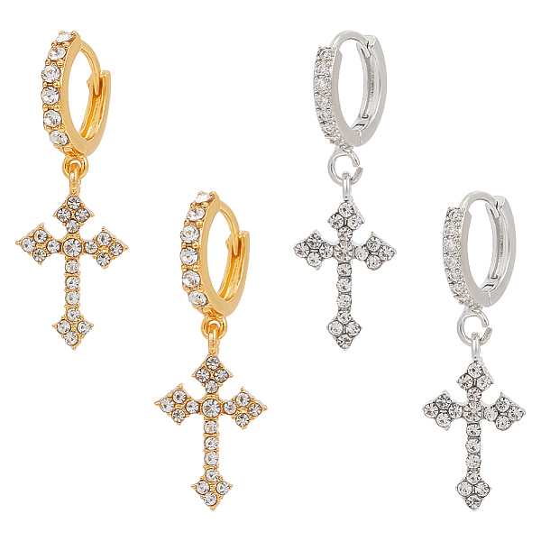 PandaHall ANATTASOUL 2Pcs 2 Colors Brass Cross Dangle Hoop Earrings with Rhinestone, Platinum & Golden, 32x10mm, 1Pc/color Rhinestone Cross
PandaHall ANATTASOUL 2Pcs 2 Colors Brass Cross Dangle Hoop Earrings with Rhinestone, Platinum & Golden, 32x10mm, 1Pc/color Rhinestone Cross