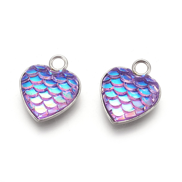 PandaHall 304 Stainless Steel Pendants, with Resin, Heart with Fish Scale Shape, Stainless Steel Color, Mixed Color, 16x13x3.5mm, Hole: 2mm..., Multicolor
PandaHall 304 Stainless Steel Pendants, with Resin, Heart with Fish Scale Shape, Stainless Steel Color, Mixed Color, 16x13x3.5mm, Hole: 2mm..., Multicolor