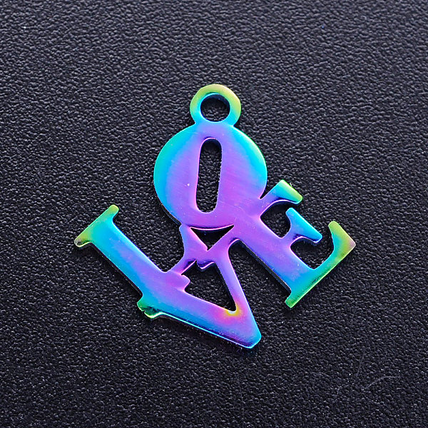 PandaHall Valentine's Day Ion Plating(IP) 201 Stainless Steel Charms, Word Love, Rainbow Color, 16x16.5x1mm, Hole: 1.5mm 201 Stainless Steel...
PandaHall Valentine's Day Ion Plating(IP) 201 Stainless Steel Charms, Word Love, Rainbow Color, 16x16.5x1mm, Hole: 1.5mm 201 Stainless Steel...