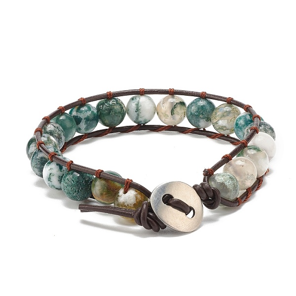 PandaHall Natural Tree Agate Beaded Bracelet, Energy Round Beads Leather Wrap Bracelet for Girl Women, Colorful, 8-7/8 inch(22.5cm) Tree...
PandaHall Natural Tree Agate Beaded Bracelet, Energy Round Beads Leather Wrap Bracelet for Girl Women, Colorful, 8-7/8 inch(22.5cm) Tree...