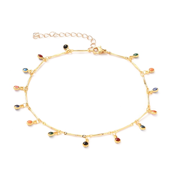 PandaHall Brass Enamel Flat Round Charm Anklets, with Brass Bar Link Chains and 304 Stainless Steel Lobster Claw Clasps, Colorful, Golden...
PandaHall Brass Enamel Flat Round Charm Anklets, with Brass Bar Link Chains and 304 Stainless Steel Lobster Claw Clasps, Colorful, Golden...