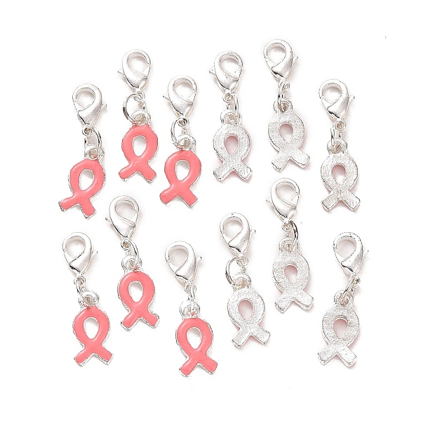 PandaHall October Breast Cancer Pink Awareness Ribbon Alloy Enamel Pendants, with and Lobster Claw Clasps, Silver Color Plated, Size: about...
PandaHall October Breast Cancer Pink Awareness Ribbon Alloy Enamel Pendants, with and Lobster Claw Clasps, Silver Color Plated, Size: about...