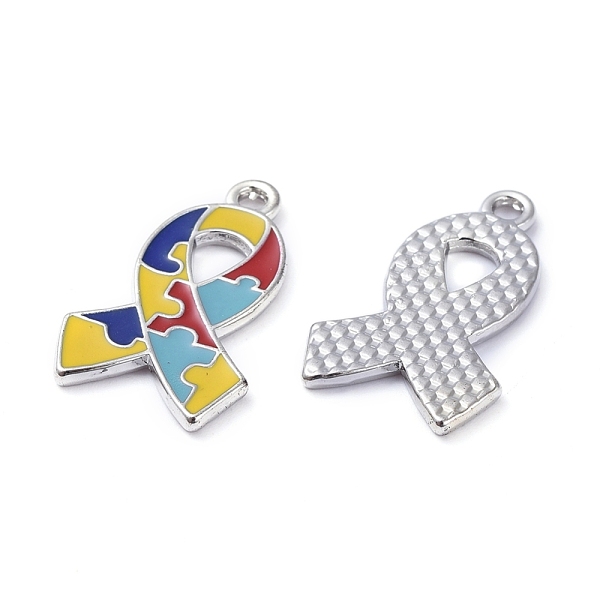 PandaHall Enamel Alloy Pendants, Autism puzzle Pattern, Ribbon, Colorful, Platinum, 24.5x15x1.5mm, Hole: 1.6mm Alloy+Enamel Others
PandaHall Enamel Alloy Pendants, Autism puzzle Pattern, Ribbon, Colorful, Platinum, 24.5x15x1.5mm, Hole: 1.6mm Alloy+Enamel Others