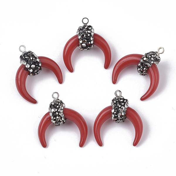 PandaHall Resin Pendants, with Alloy Loop and Polymer Clay Rhinestone, Crescent/Double Horn, Platinum, FireBrick, PP13(1.9~2mm)..., Red
PandaHall Resin Pendants, with Alloy Loop and Polymer Clay Rhinestone, Crescent/Double Horn, Platinum, FireBrick, PP13(1.9~2mm)..., Red
