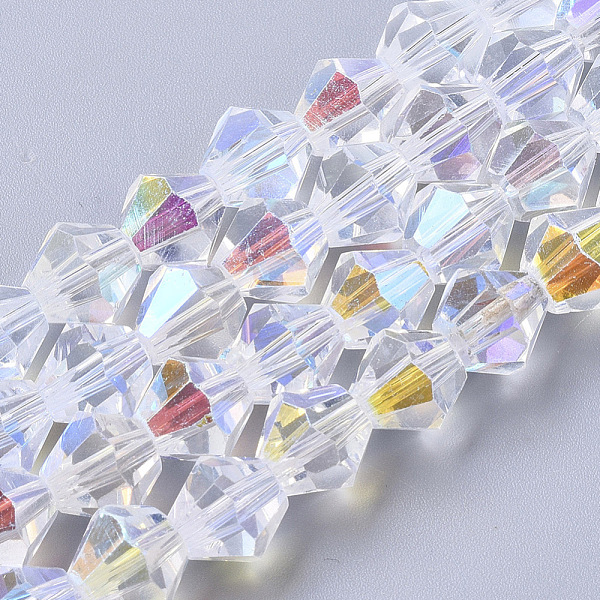 PandaHall Electroplate Glass Beads Strands, AB Color Half Plated, Faceted, Bicone, Clear AB, 8x8mm, Hole: 1.5mm, about 37~39pcs/Strand..., White
PandaHall Electroplate Glass Beads Strands, AB Color Half Plated, Faceted, Bicone, Clear AB, 8x8mm, Hole: 1.5mm, about 37~39pcs/Strand..., White