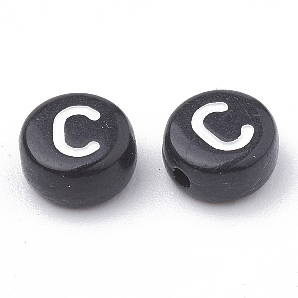 PandaHall Opaque Acrylic Beads, Horizontal Hole, Alphabet Style, Flat Round, Letter.C, 7x4mm, Hole: 1.5mm, about 3700pcs/500g Acrylic Letter..., Black
PandaHall Opaque Acrylic Beads, Horizontal Hole, Alphabet Style, Flat Round, Letter.C, 7x4mm, Hole: 1.5mm, about 3700pcs/500g Acrylic Letter..., Black