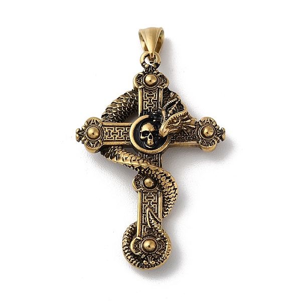 PandaHall Vacuum Plating 304 Stainless Steel Big Pendants, Cross with Dragon & Skull Charms, Antique Golden, 55x36x12mm, Hole: 9x5mm 304...
PandaHall Vacuum Plating 304 Stainless Steel Big Pendants, Cross with Dragon & Skull Charms, Antique Golden, 55x36x12mm, Hole: 9x5mm 304...