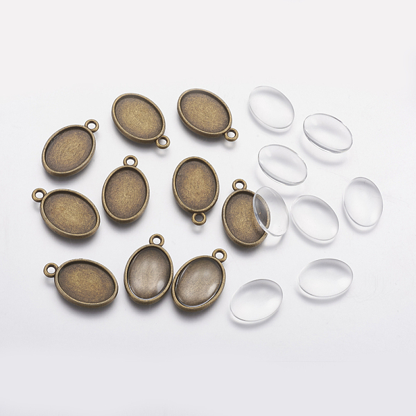 PandaHall DIY Pendant Making, with Tibetan Style Alloy Pendant Cabochon Settings and Glass Cabochons, Nickel Free, Oval, Antique Bronze..., Clear
PandaHall DIY Pendant Making, with Tibetan Style Alloy Pendant Cabochon Settings and Glass Cabochons, Nickel Free, Oval, Antique Bronze..., Clear