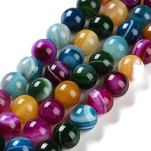 PandaHall Natural Striped Agate/Banded Agate Beads Strands, Dyed, Round, Mixed Color, 10mm, Hole: 1.2mm, about 19pcs/strand, 7.60''(19.3cm)..., Multicolor
PandaHall Natural Striped Agate/Banded Agate Beads Strands, Dyed, Round, Mixed Color, 10mm, Hole: 1.2mm, about 19pcs/strand, 7.60''(19.3cm)..., Multicolor