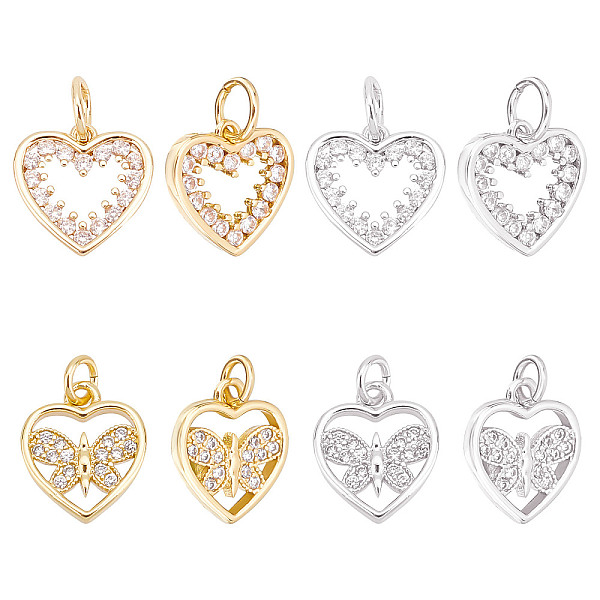 PandaHall 8Pcs 2 Style Brass Micro Pave Cubic Zirconia Pendants, with Jump Rings, Long-Lasting Plated, Cadmium Free & Lead Free, Heart..., Clear
PandaHall 8Pcs 2 Style Brass Micro Pave Cubic Zirconia Pendants, with Jump Rings, Long-Lasting Plated, Cadmium Free & Lead Free, Heart..., Clear