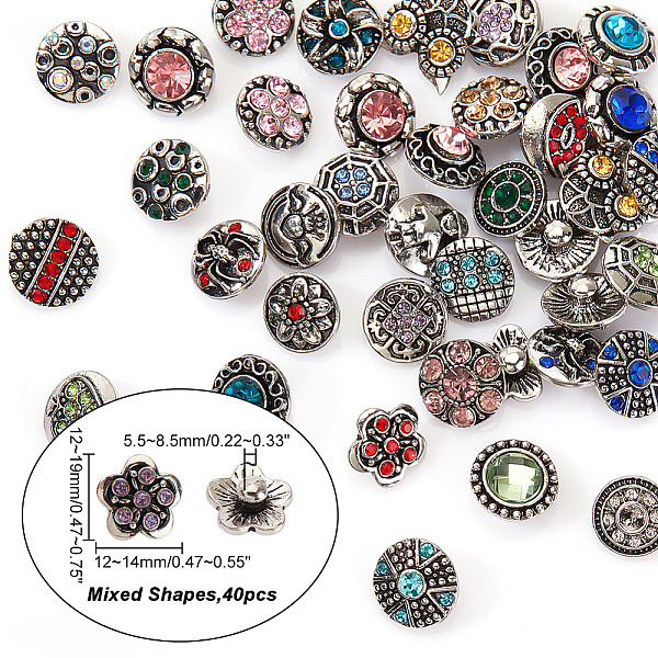 PandaHall AHADERMAKER Alloy Rhinestone Snap Buttons, Jewelry Buttons, Mixed Shapes, Mixed Color, 12~19x12~14x5.5~8.5mm, 40pcs/box..., Multicolor
PandaHall AHADERMAKER Alloy Rhinestone Snap Buttons, Jewelry Buttons, Mixed Shapes, Mixed Color, 12~19x12~14x5.5~8.5mm, 40pcs/box..., Multicolor