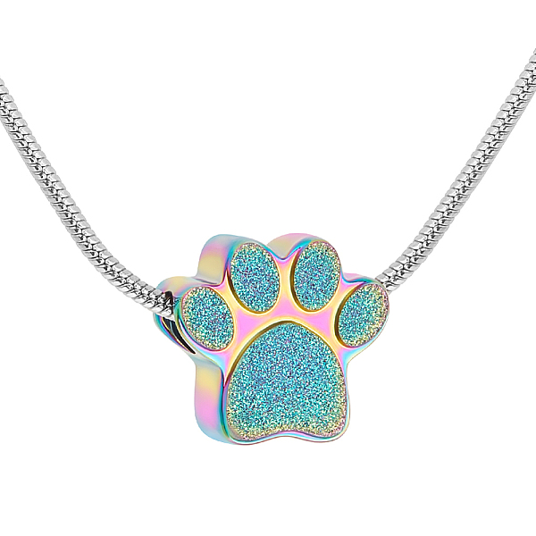 PandaHall Paw Print Urn Ashes Necklace, 304 Stainless Steel Pendant Necklace with Round Snake Chains, Rainbow Color, 21.69 inch(55.1cm) 304...
PandaHall Paw Print Urn Ashes Necklace, 304 Stainless Steel Pendant Necklace with Round Snake Chains, Rainbow Color, 21.69 inch(55.1cm) 304...