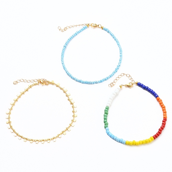 PandaHall Glass Seed Beads Anklets and Brass Curb Chains Anklets, with Star Charms and 304 Stainless Steel Lobster Claw Clasps, Golden..., Multicolor
PandaHall Glass Seed Beads Anklets and Brass Curb Chains Anklets, with Star Charms and 304 Stainless Steel Lobster Claw Clasps, Golden..., Multicolor