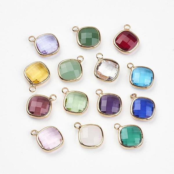 PandaHall Glass Charms, with Brass Findings, Faceted, Rhombus, Golden, Mixed Color, 14.5x11.5x4mm, Hole: 1.5mm Brass+Glass Rhombus..., Multicolor
PandaHall Glass Charms, with Brass Findings, Faceted, Rhombus, Golden, Mixed Color, 14.5x11.5x4mm, Hole: 1.5mm Brass+Glass Rhombus..., Multicolor