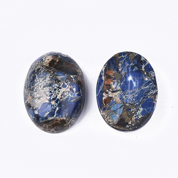 PandaHall Synthetic Gold Line Regalite/Imperial Jasper/Sea Sediment Jasper Cabochons, Dyed, Oval, Marine Blue, 25~25.5x18~18.5x7~7.5mm...
PandaHall Synthetic Gold Line Regalite/Imperial Jasper/Sea Sediment Jasper Cabochons, Dyed, Oval, Marine Blue, 25~25.5x18~18.5x7~7.5mm...