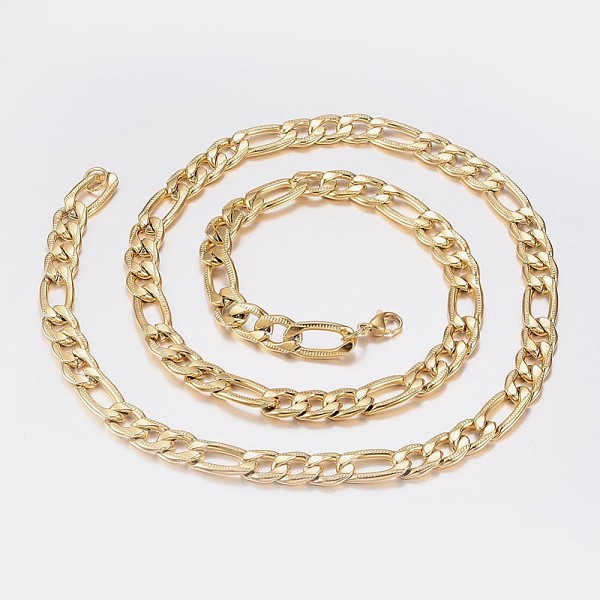 PandaHall Men's 304 Stainless Steel Textured Figaro Chain Necklaces, with Lobster Claw Clasps, Golden, 29.5 inch(75cm), 10x2.5mm 304...
PandaHall Men's 304 Stainless Steel Textured Figaro Chain Necklaces, with Lobster Claw Clasps, Golden, 29.5 inch(75cm), 10x2.5mm 304...