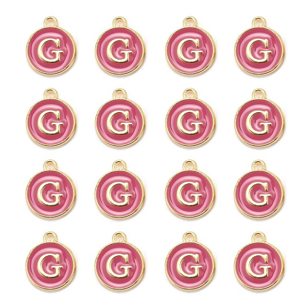 PandaHall Golden Plated Alloy Enamel Charms, Cadmium Free & Lead Free, Enamelled Sequins, Flat Round with Letter, Camellia, Letter.G..., Pink
PandaHall Golden Plated Alloy Enamel Charms, Cadmium Free & Lead Free, Enamelled Sequins, Flat Round with Letter, Camellia, Letter.G..., Pink