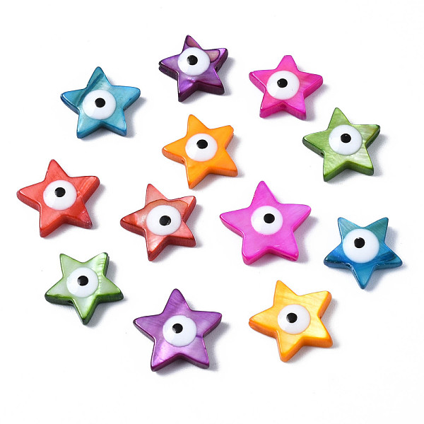 PandaHall Natural Freshwater Shell Beads, with Enamel, Dyed, Star with Evil Eye, Mixed Color, 11~13x11~14x3~4mm, Hole: 0.8mm Freshwater..., Multicolor
PandaHall Natural Freshwater Shell Beads, with Enamel, Dyed, Star with Evil Eye, Mixed Color, 11~13x11~14x3~4mm, Hole: 0.8mm Freshwater..., Multicolor