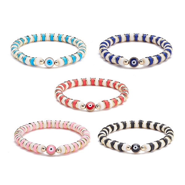 PandaHall 5Pcs 5 Colors Synthetic Hematite & Polymer Clay Heishi Beads Stretch Bracelets Set, Evil Eye Beads Bracelets, Power Lucky..., Multicolor
PandaHall 5Pcs 5 Colors Synthetic Hematite & Polymer Clay Heishi Beads Stretch Bracelets Set, Evil Eye Beads Bracelets, Power Lucky..., Multicolor
