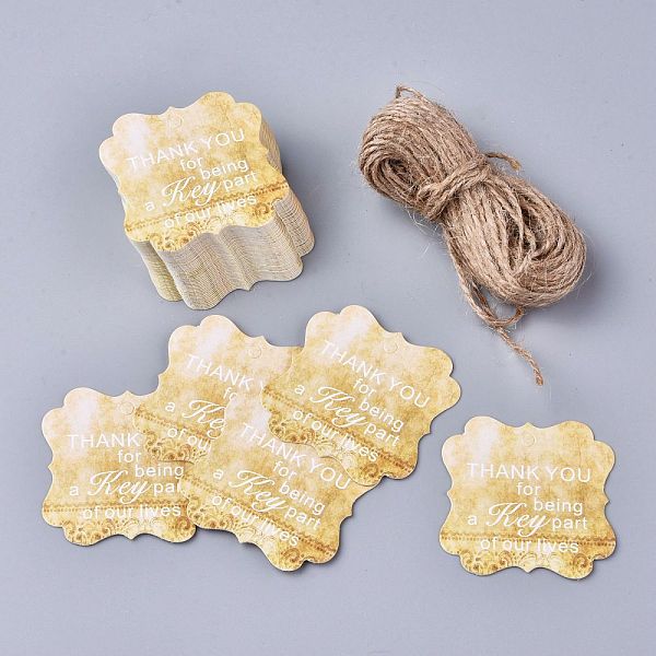 PandaHall Floral Pattern Paper Gift Tags, Hang Tags, with Jute Twine, Square with Word Thank You for Being a Key Part of Our Lives, Gold...
PandaHall Floral Pattern Paper Gift Tags, Hang Tags, with Jute Twine, Square with Word Thank You for Being a Key Part of Our Lives, Gold...