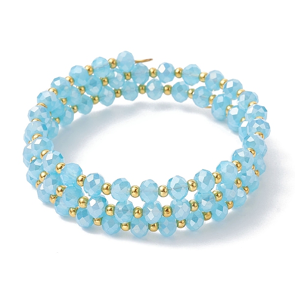 PandaHall Glass Rondelle Beaded Wrap Style Bracelet, Triple Layer Bracelet, Light Sky Blue, Inner Diameter: 2-1/8 inch(5.4cm) Glass Rondelle
PandaHall Glass Rondelle Beaded Wrap Style Bracelet, Triple Layer Bracelet, Light Sky Blue, Inner Diameter: 2-1/8 inch(5.4cm) Glass Rondelle