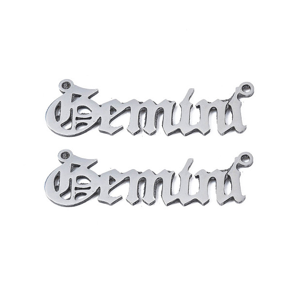 PandaHall 304 Stainless Steel Connector Charms, Word, Gemini, 10x32x1mm, Hole: 0.8mm 304 Stainless Steel Gemini
PandaHall 304 Stainless Steel Connector Charms, Word, Gemini, 10x32x1mm, Hole: 0.8mm 304 Stainless Steel Gemini