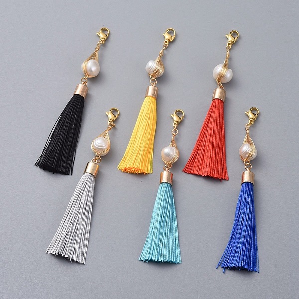 PandaHall Polyester Tassel Big Pendants, with Natural Cultured Freshwater Pearl and 304 Stainless Steel Lobster Claw Clasps, Golden, Mixed..., Multicolor
PandaHall Polyester Tassel Big Pendants, with Natural Cultured Freshwater Pearl and 304 Stainless Steel Lobster Claw Clasps, Golden, Mixed..., Multicolor