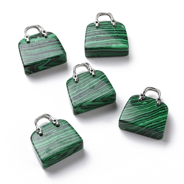 PandaHall Synthetic Malachite Pendants, with Brass Findings, Platinum, Bag, 27.5x25x10mm, Hole: 6mm Malachite Bag
PandaHall Synthetic Malachite Pendants, with Brass Findings, Platinum, Bag, 27.5x25x10mm, Hole: 6mm Malachite Bag