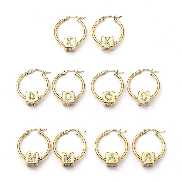 PandaHall 304 Stainless Steel Hoop Earrings, with Brass Micro Pave Cubic Zirconia Beads, Cube with Letter, Golden, Mixed, 29.5x24.5mm, Pin..., Clear
PandaHall 304 Stainless Steel Hoop Earrings, with Brass Micro Pave Cubic Zirconia Beads, Cube with Letter, Golden, Mixed, 29.5x24.5mm, Pin..., Clear