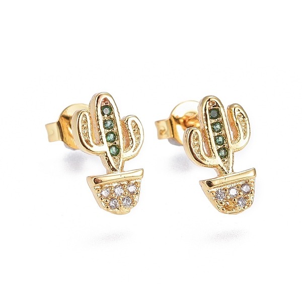 PandaHall Brass Micro Pave Cubic Zirconia Stud Earrings, Cactus, Golden, Colorful, 11.8x6.5x2mm, Pin: 0.7mm Cubic Zirconia
PandaHall Brass Micro Pave Cubic Zirconia Stud Earrings, Cactus, Golden, Colorful, 11.8x6.5x2mm, Pin: 0.7mm Cubic Zirconia