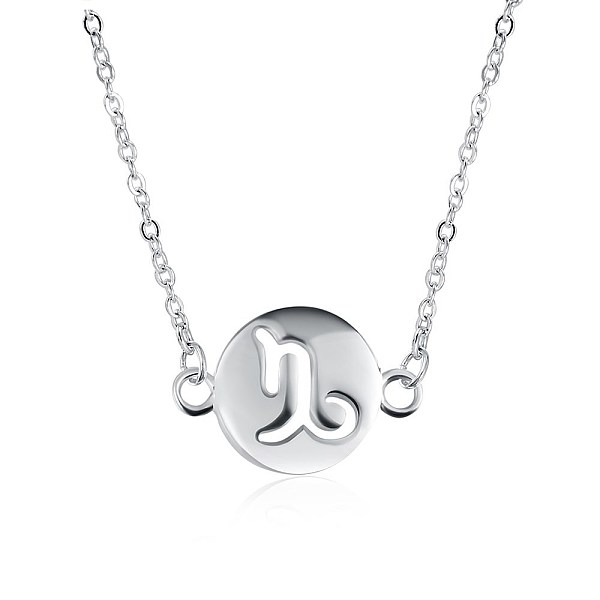 PandaHall Fashion Brass Constellation/Zodiac Sign Pendant Necklaces, Flat Round with Capricornus Sign, Silver Color Plated, 17.7 inch(450mm)...
PandaHall Fashion Brass Constellation/Zodiac Sign Pendant Necklaces, Flat Round with Capricornus Sign, Silver Color Plated, 17.7 inch(450mm)...