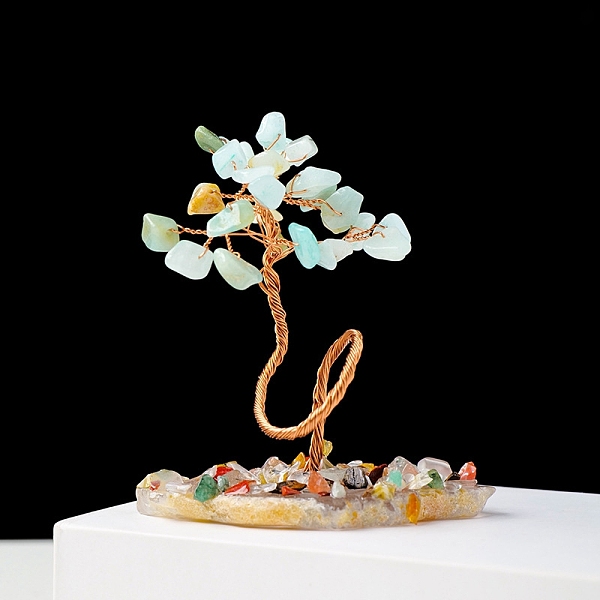 PandaHall Natural Gemstone Chips and Natural Aquamarine Pedestal Display Decorations, with Rose Gold Plated Brass Wires, Lucky Tree...
PandaHall Natural Gemstone Chips and Natural Aquamarine Pedestal Display Decorations, with Rose Gold Plated Brass Wires, Lucky Tree...