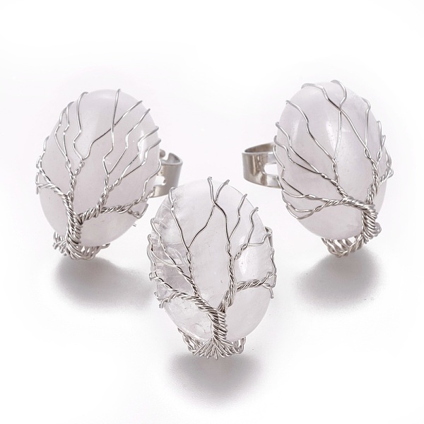 PandaHall Adjustable Natural Quartz Crystal Finger Rings, with Platinum Tone Brass Findings, Oval, Size 8, 18mm Quartz Crystal
PandaHall Adjustable Natural Quartz Crystal Finger Rings, with Platinum Tone Brass Findings, Oval, Size 8, 18mm Quartz Crystal