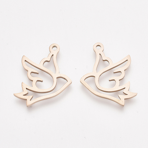 PandaHall 201 Stainless Steel Pendants, Bird, Rose Gold, 16x18x1mm, Hole: 1.4mm 201 Stainless Steel Bird
PandaHall 201 Stainless Steel Pendants, Bird, Rose Gold, 16x18x1mm, Hole: 1.4mm 201 Stainless Steel Bird