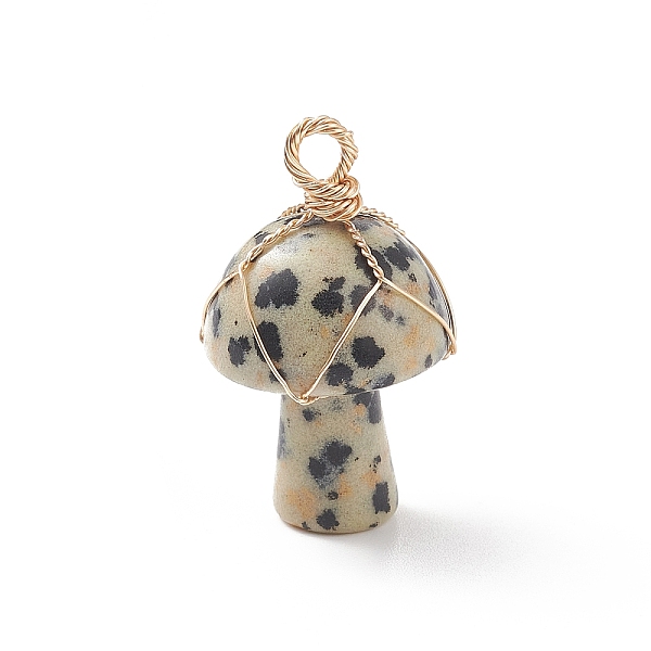 PandaHall Natural Dalmatian Jasper Pendants, Mushroom Charm, with Light Gold Tone Eco-Friendly Copper Wire Wrapped, 27.5x16mm, Hole: 3mm...
PandaHall Natural Dalmatian Jasper Pendants, Mushroom Charm, with Light Gold Tone Eco-Friendly Copper Wire Wrapped, 27.5x16mm, Hole: 3mm...