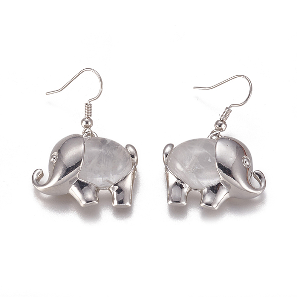 PandaHall Natural Quartz Crystal Dangle Earrings, with Brass Findings, Elephant, 40mm, Pin: 0.7mm Quartz Crystal
PandaHall Natural Quartz Crystal Dangle Earrings, with Brass Findings, Elephant, 40mm, Pin: 0.7mm Quartz Crystal