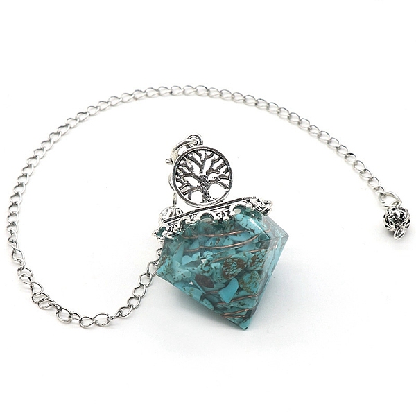PandaHall Synthetic Turquoise Chip & Resin Dowsing Pendulum Big Pendants, with Platinum Plated Metal Tree of Life, Diamond Charm, 290mm...
PandaHall Synthetic Turquoise Chip & Resin Dowsing Pendulum Big Pendants, with Platinum Plated Metal Tree of Life, Diamond Charm, 290mm...
