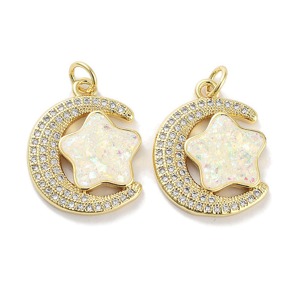 PandaHall Brass Micro Pave Clear Cubic Zirconia Pendants, with Synthetic Opal and Jump Rings, Real 18K Gold Plated, Moon with Star Charms..., White
PandaHall Brass Micro Pave Clear Cubic Zirconia Pendants, with Synthetic Opal and Jump Rings, Real 18K Gold Plated, Moon with Star Charms..., White