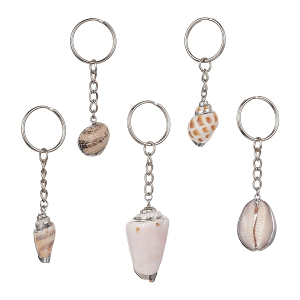 PandaHall Natural Sea Shell Keychain, with Iron Split Key Rings, Shell/Conch, Platinum, 7.2~10.1cm Shell Shell Shape
PandaHall Natural Sea Shell Keychain, with Iron Split Key Rings, Shell/Conch, Platinum, 7.2~10.1cm Shell Shell Shape