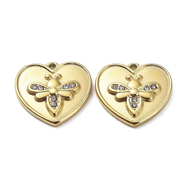 PandaHall Ion Plating(IP) 304 Stainless Steel Charms, with Crystal Rhinestone, Heart with Bee Charm, Real 18K Gold Plated, 14x15x2.5mm, Hole..., Clear
PandaHall Ion Plating(IP) 304 Stainless Steel Charms, with Crystal Rhinestone, Heart with Bee Charm, Real 18K Gold Plated, 14x15x2.5mm, Hole..., Clear