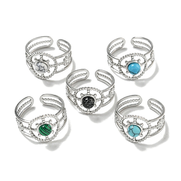 PandaHall 304 Stainless Steel Open Cuff Rings, Synthetic Malachite & Turquoise Round Finger Rings for Women Men, Stainless Steel Color...
PandaHall 304 Stainless Steel Open Cuff Rings, Synthetic Malachite & Turquoise Round Finger Rings for Women Men, Stainless Steel Color...