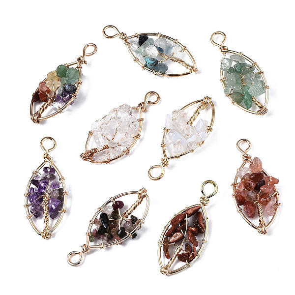 PandaHall Natural & Synthetic Gemstone Pendants, Golden Tone Brass Wire Wrapped, Tree, Oval, 40.5~44x17.5~19x6~7.5mm, Hole: 4mm Mixed Stone...
PandaHall Natural & Synthetic Gemstone Pendants, Golden Tone Brass Wire Wrapped, Tree, Oval, 40.5~44x17.5~19x6~7.5mm, Hole: 4mm Mixed Stone...