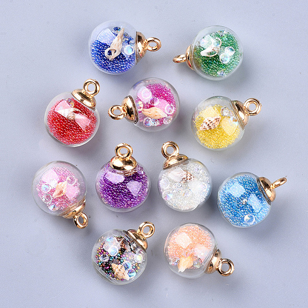 PandaHall Transparent Glass Globe Pendants, with Resin & Resin Rhinestone & Conch Shell & Glass Micro Beads inside, Plastic CCB Pendant..., Multicolor
PandaHall Transparent Glass Globe Pendants, with Resin & Resin Rhinestone & Conch Shell & Glass Micro Beads inside, Plastic CCB Pendant..., Multicolor