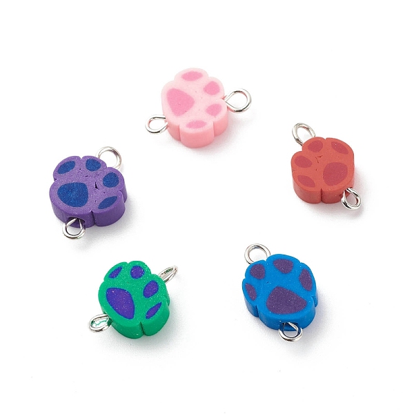 PandaHall Polymer Clay Connector Charms, with Stainless Steel Color Tone 304 Stainless Steel Double Loops, Dog Paw, Mixed Color, 15x9x4mm..., Multicolor
PandaHall Polymer Clay Connector Charms, with Stainless Steel Color Tone 304 Stainless Steel Double Loops, Dog Paw, Mixed Color, 15x9x4mm..., Multicolor