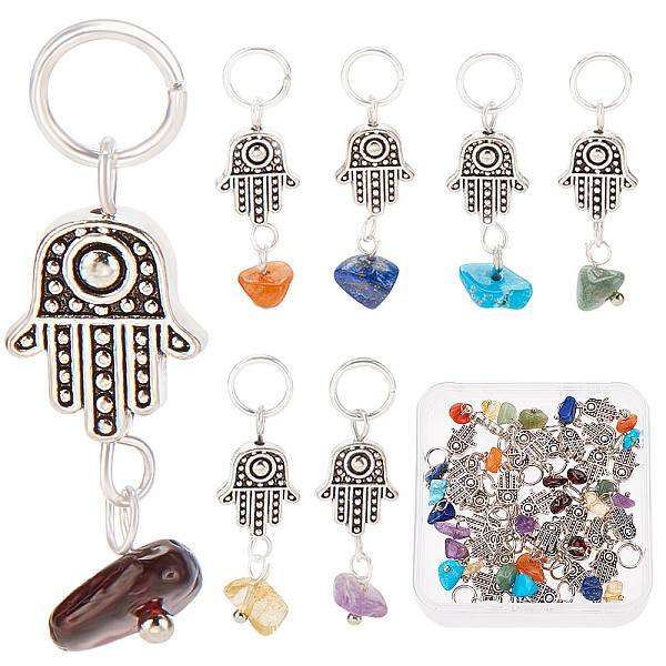 PandaHall CREATCABIN 4 Sets 7 Styles Chakra Mixed Stone Chips Alloy Pendants, Religion Hamsa Hand Charm, Mixed Dyed and Undyed, Antique...
PandaHall CREATCABIN 4 Sets 7 Styles Chakra Mixed Stone Chips Alloy Pendants, Religion Hamsa Hand Charm, Mixed Dyed and Undyed, Antique...