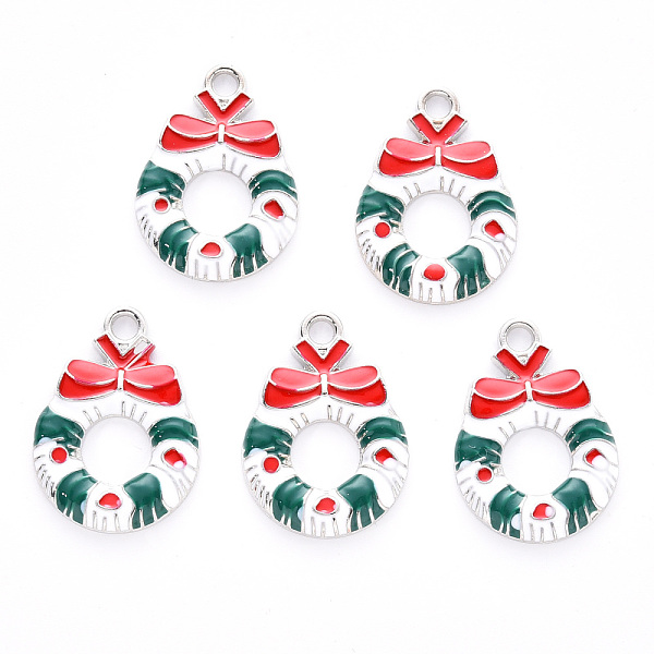 PandaHall Alloy Enamel Pendants, for Christmas, Christmas Wreath with Bowknot, Platinum, Colorful, 23x16x3mm, Hole: 2mm Alloy+Enamel Bowknot
PandaHall Alloy Enamel Pendants, for Christmas, Christmas Wreath with Bowknot, Platinum, Colorful, 23x16x3mm, Hole: 2mm Alloy+Enamel Bowknot