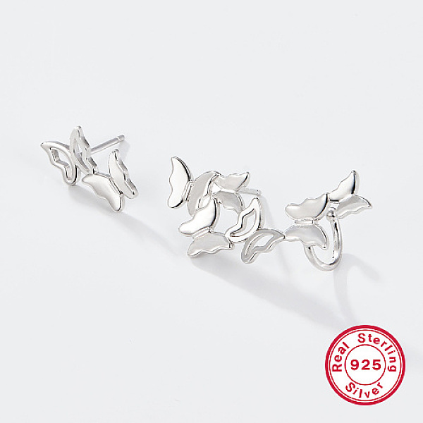 PandaHall Butterfly Rhodium Plated 925 Sterling Silver Stud Earrings with Ear Cuff, Asymmetrical Earrings, with 925 Stamp, Platinum...
PandaHall Butterfly Rhodium Plated 925 Sterling Silver Stud Earrings with Ear Cuff, Asymmetrical Earrings, with 925 Stamp, Platinum...