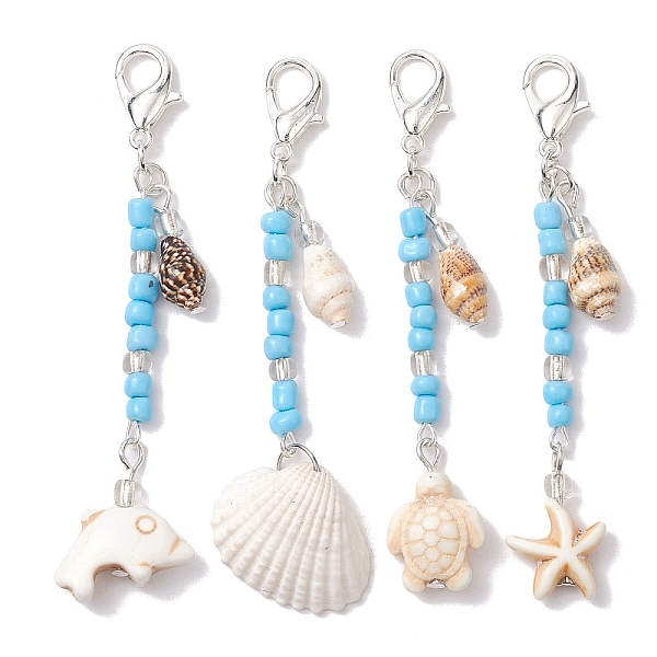 PandaHall 4Pcs Shell Pendant Decorations, with Glass Beads, Synthetic Turquoise Beads and Zinc Alloy Lobster Claw Clasps, Seashell Color...
PandaHall 4Pcs Shell Pendant Decorations, with Glass Beads, Synthetic Turquoise Beads and Zinc Alloy Lobster Claw Clasps, Seashell Color...