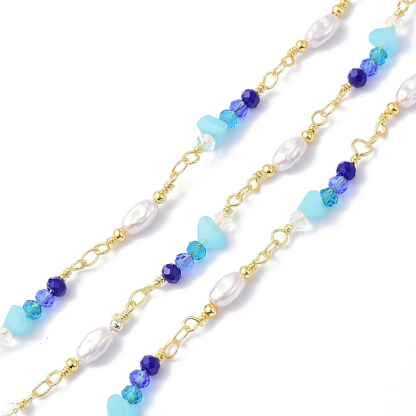 PandaHall Brass & ABS Beads & Glass Beaded Chain, Long-Lasting Plated, Oval, Soldered, with Spool, Golden, 20~24.5x4~6x4~4.5mm, about 10.93..., Blue
PandaHall Brass & ABS Beads & Glass Beaded Chain, Long-Lasting Plated, Oval, Soldered, with Spool, Golden, 20~24.5x4~6x4~4.5mm, about 10.93..., Blue